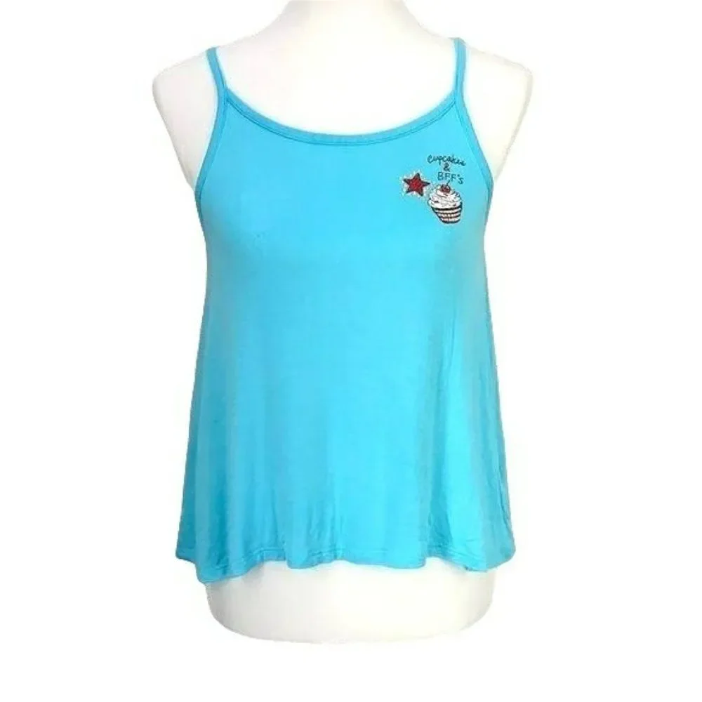 Justice open vback‎ blue 14 tanktop Cupcake and BFF